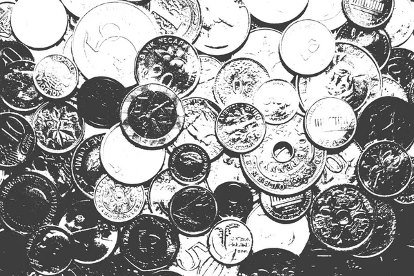 Fundo preto-branco de moedas — Fotografia de Stock