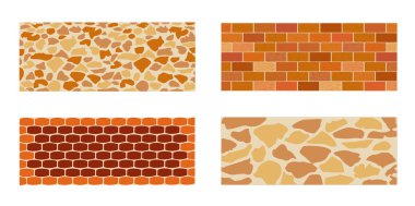 Parke döşeme ve tuğla peyzaj tasarımı bir dizi.