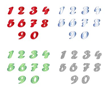 Dört değişik sayılarda, standart seti.