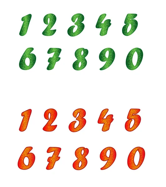 Standard-Zahlensatz in zwei Varianten. — Stockfoto