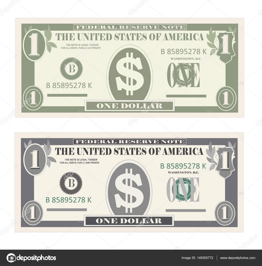 美国银行货币，现金符号1 美元的钞票. 图库矢量图©Yulu 149300772