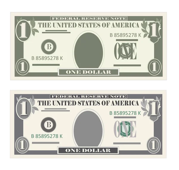 Etats-Unis monnaie bancaire, symbole de trésorerie 1 billet d'un dollar . — Image vectorielle