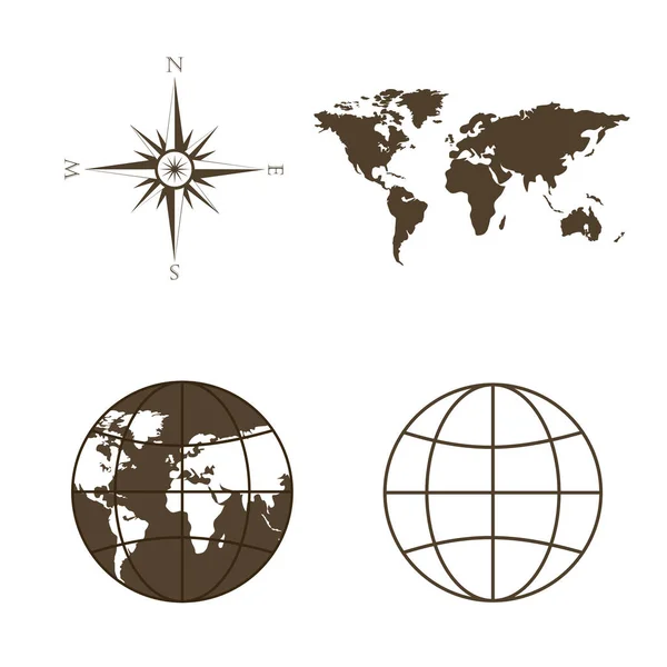 Símbolos da tecnologia global, associações internacionais, viagens, expedições e efeitos . — Vetor de Stock