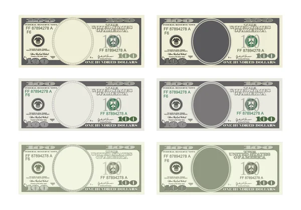 Facture cent dollars en six options . — Image vectorielle