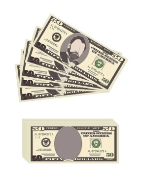 ABD para birimi bankacılık, nakit 50 dolar bill sembolü..