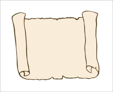 Antik kaydırma, beyaz arka plan üzerinde izole taslağını.