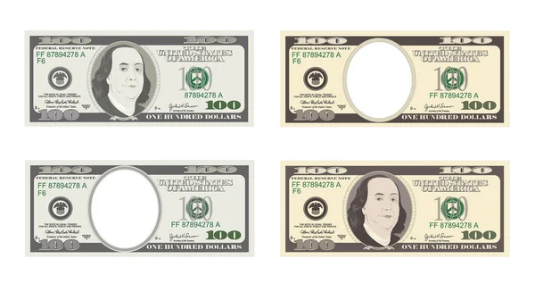 100 Dollars Banknote. — Stock Vector