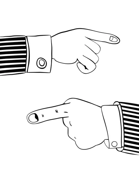 La mano humana indica algo importante . — Vector de stock