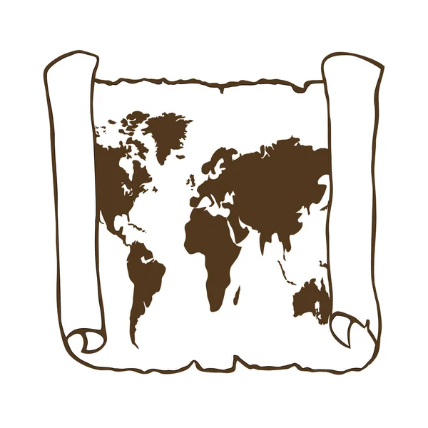 오래 된 파피루스에 세계 지도 — 스톡 벡터