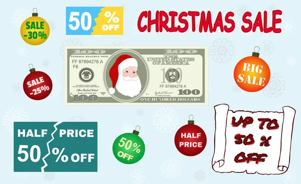 Sada různých návrhových prvků pro vánoční prodej. — Stockový vektor