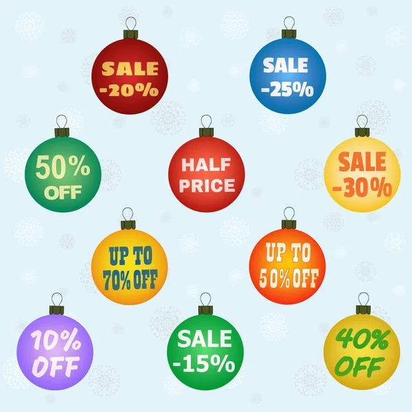 Christmas balls with promotional offers. — Stock Vector