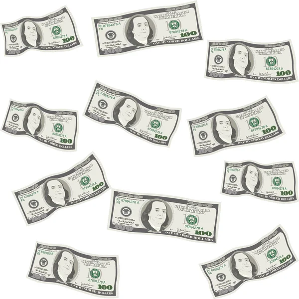 Bezproblémové peníze vzorek 100 dolarové bankovky. — Stockový vektor