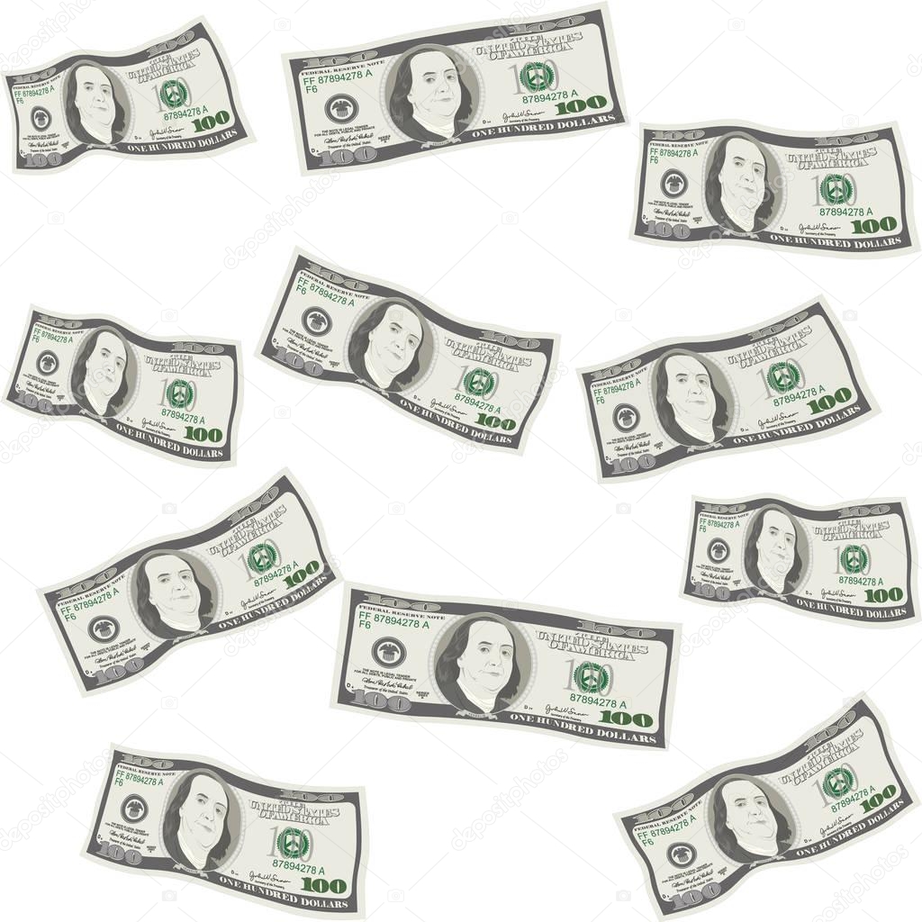 Seamless money pattern of one hundred dollar bills. 