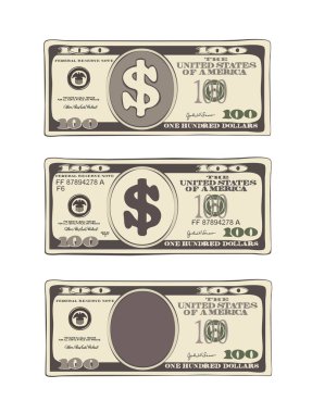 100 dolar düz çizgi film tarzı.