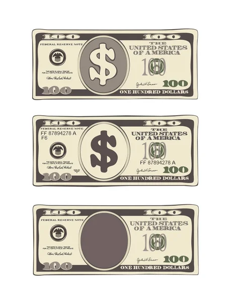 100 dolar düz çizgi film tarzı.