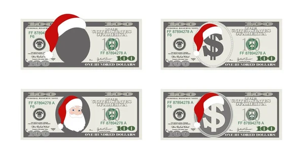 Plantilla de diseño 100 Dólares Billete con Santa Claus . — Vector de stock