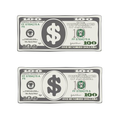 100 dolar düz çizgi film tarzı. 