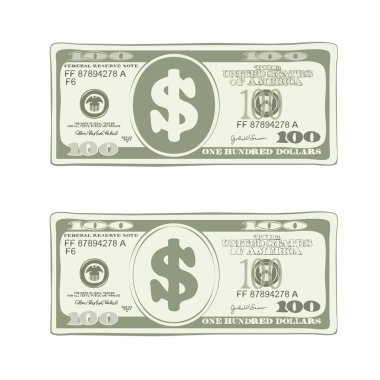Yüz dolarlık banknot yeşil renklerde vektör tasarımı.