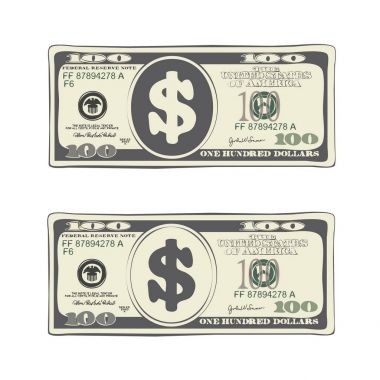Yüz dolarlık banknot vektör tasarımı. 