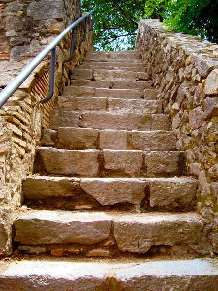 Vieux escaliers en pierre dans le jardin. — Photo