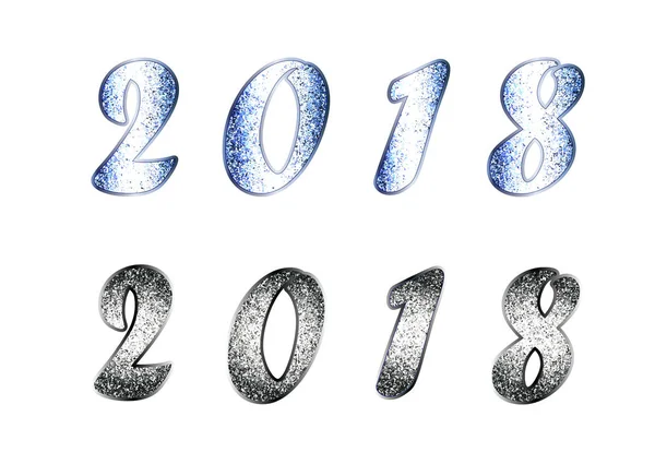 Conjunto Brilhante 2018 Cores Azul Preto Branco Ilustração Vetorial Natal —  Vetores de Stock