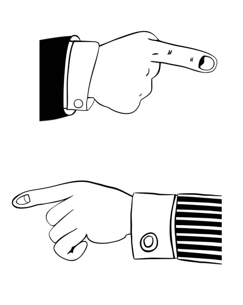 Ανθρώπινο Χέρι Στο Κοστούμι Γραφείου Δηλώνει Κάτι Σημαντικό Δάχτυλο Που — Διανυσματικό Αρχείο