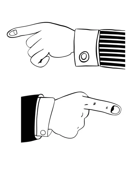 Ανθρώπινο Χέρι Στο Κοστούμι Γραφείου Δηλώνει Κάτι Σημαντικό Δάχτυλο Που — Διανυσματικό Αρχείο
