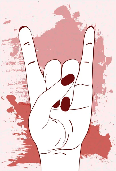 Heavy Metal Hand Gesture Rock Festival Poster Rock Roll Sign — Stock Vector