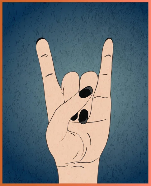 Mano Metal Pesado Gesto Cartel Del Festival Rock Cartel Rock — Vector de stock