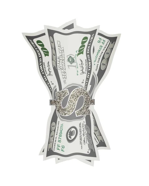 Ilustração vetorial de notas dobradas em clipe monetário . — Vetor de Stock