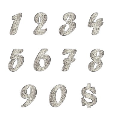 Küme sayının ışık altın, gümüş, platin, altın, diğer metaller yapılan dolar simgesi.