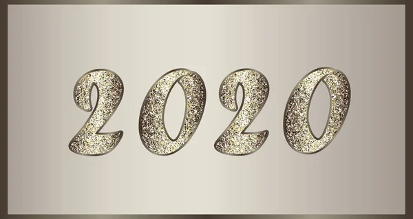 Різдвяна елегантна ілюстрація в золотисто-коричневих тонах з блискітками. Блискучі цифри 2020 Новий рік . — стоковий вектор