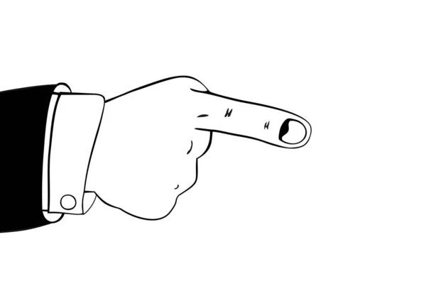 Apuntando el dedo, la mano humana indica algo importante, aislado en blanco . — Vector de stock