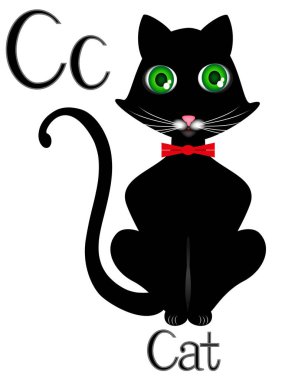 İllüstrasyon karikatür kedi ile İngilizce alfabe çocuk eğitimi için. C harfi.