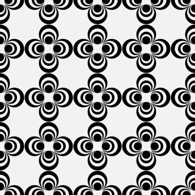 Çevrelerin, beyaz bir arka planda kesintisiz soyut desen.