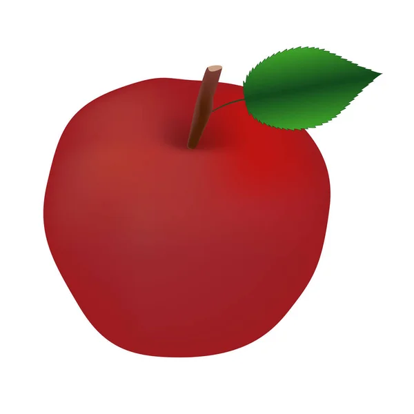 Manzana roja sobre fondo blanco. — Vector de stock