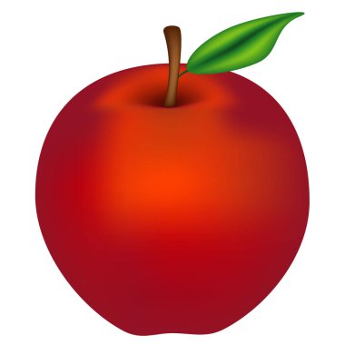 Beyaz arkaplanda kırmızı elma.