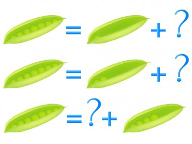  Yedi, örnek bileşimi bezelye ile çocuklar için oyunlar eğitim.