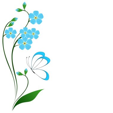 Çiçek arka plan ile beni unutmayalım ve kelebek.