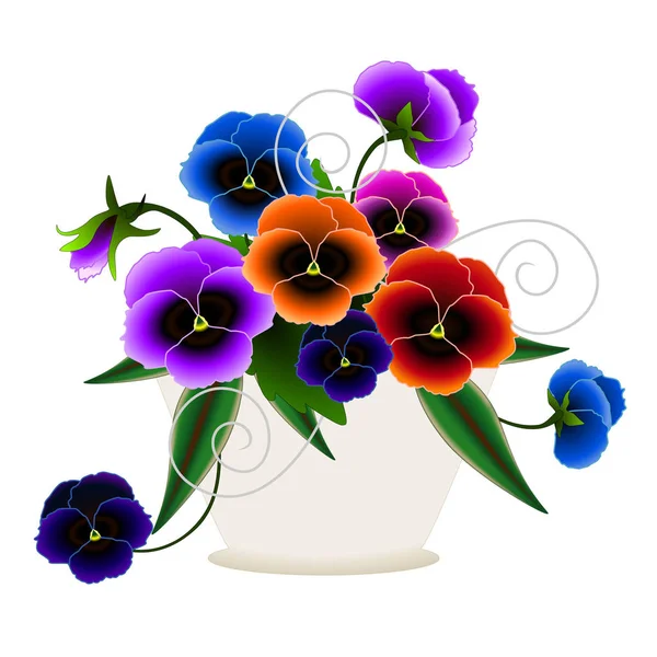 Pansy fleurs dans un pot . — Image vectorielle