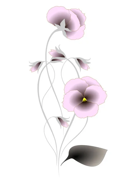 Abstraktní kytice macešek na bílém pozadí. — Stockový vektor