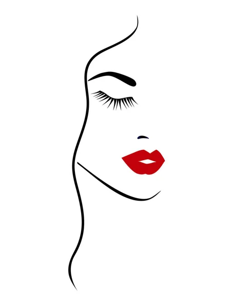 Schönheit Mode Frauenporträt mit roten Lippen auf weißem Hintergrund. — Stockvektor