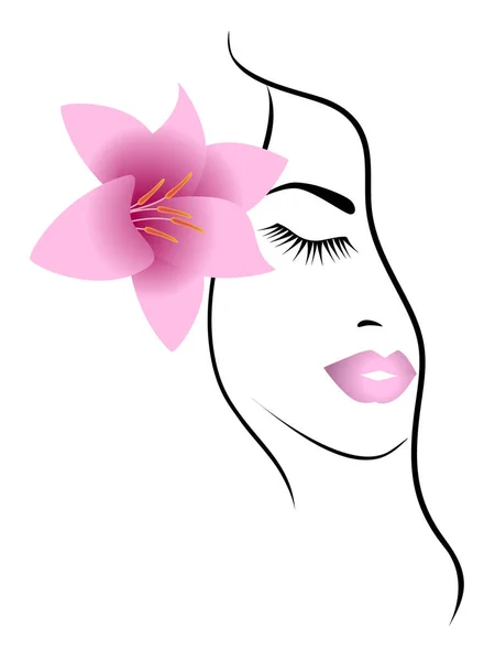 Beauty fashion woman portrait with lily on white background. — Stock Vector