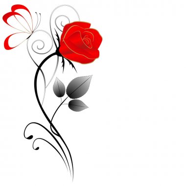  Gül desenli çiçek arka plan ve kelebek.