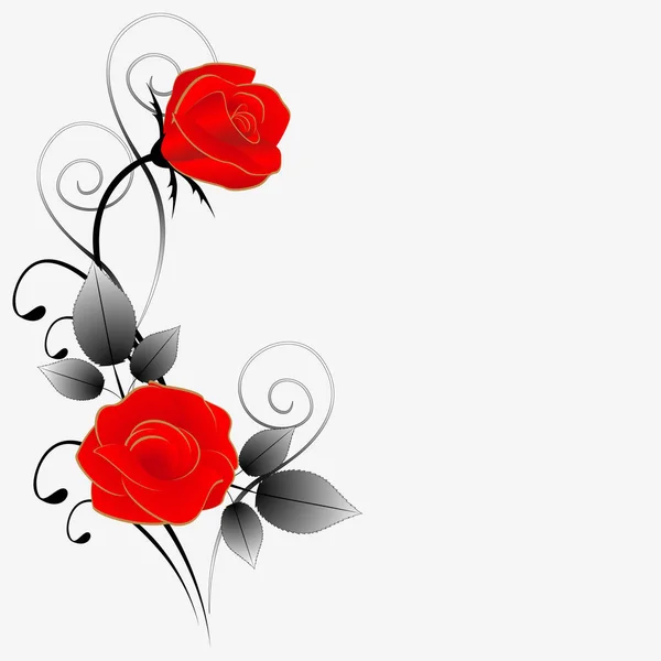Fondo floreale con rose rosse, illustrazione . — Vettoriale Stock
