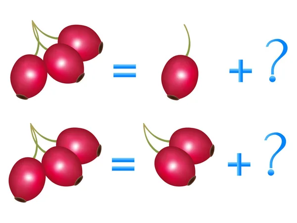 Giochi educativi per bambini, sulla composizione dei tre, esempio con rosa canina . — Vettoriale Stock