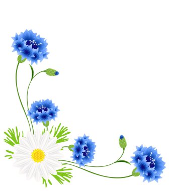 Beyaz zemin üzerinde mavi Peygamber ve papatya ile köşe.