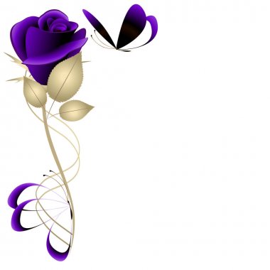  Menekşe gül ve kelebekler çiçek arka plan.