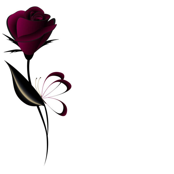 Цветочный фон с бордовыми розами и бабочками
.