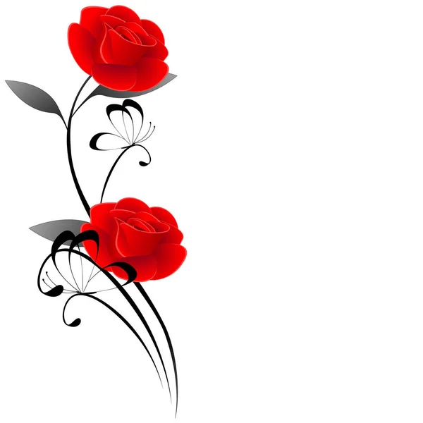 Rosa con elemento floral . — Vector de stock